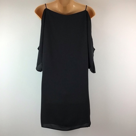 NWT Three Eighty Two Black Cold Shoulder Mini Shift Dress | XS - Picture 2 of 11